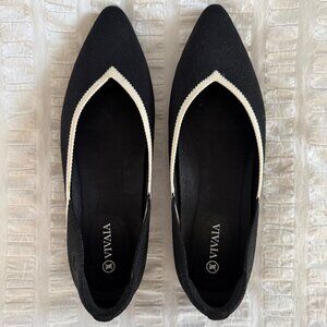 Vivaia Pointed-Toe V-Cut Flats